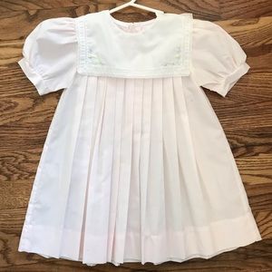 Pink collared dress with embroidered flowers